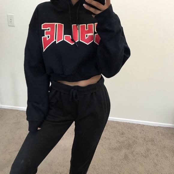 kylie Tops - Black cropped Kylie hoodie